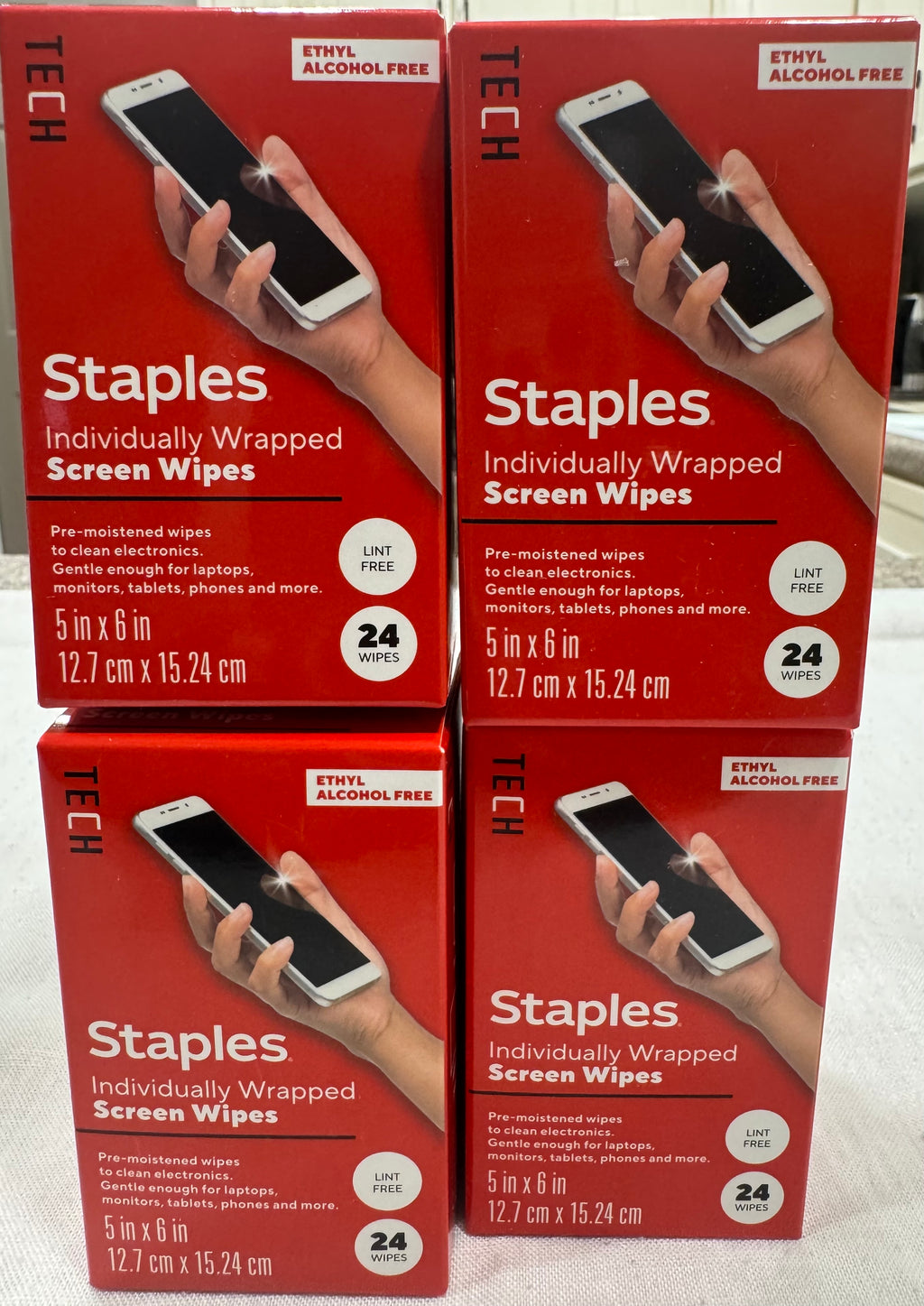 Staples TECH Individually Wrapped Screen Wipes – 24 Count