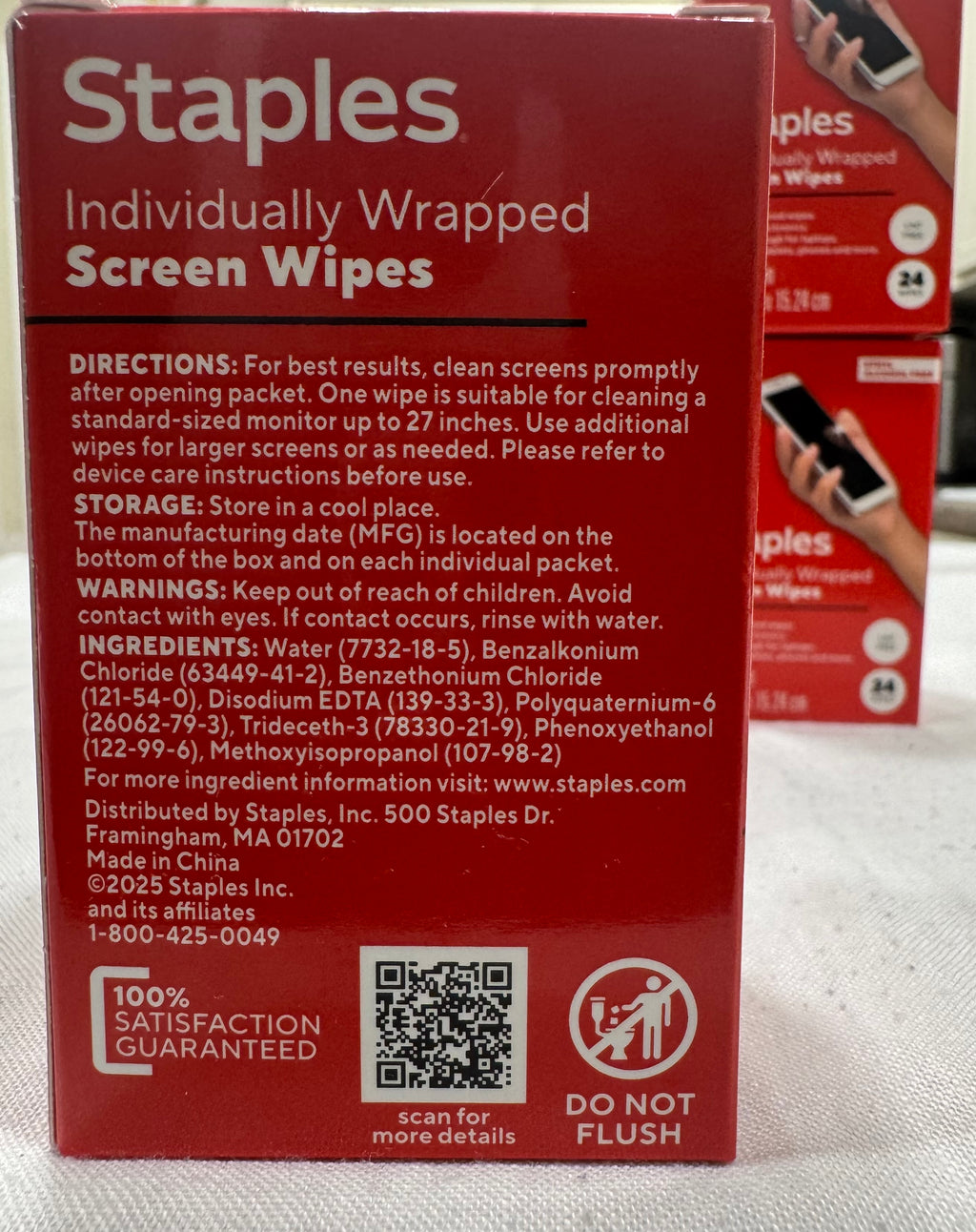 Staples TECH Individually Wrapped Screen Wipes – 24 Count