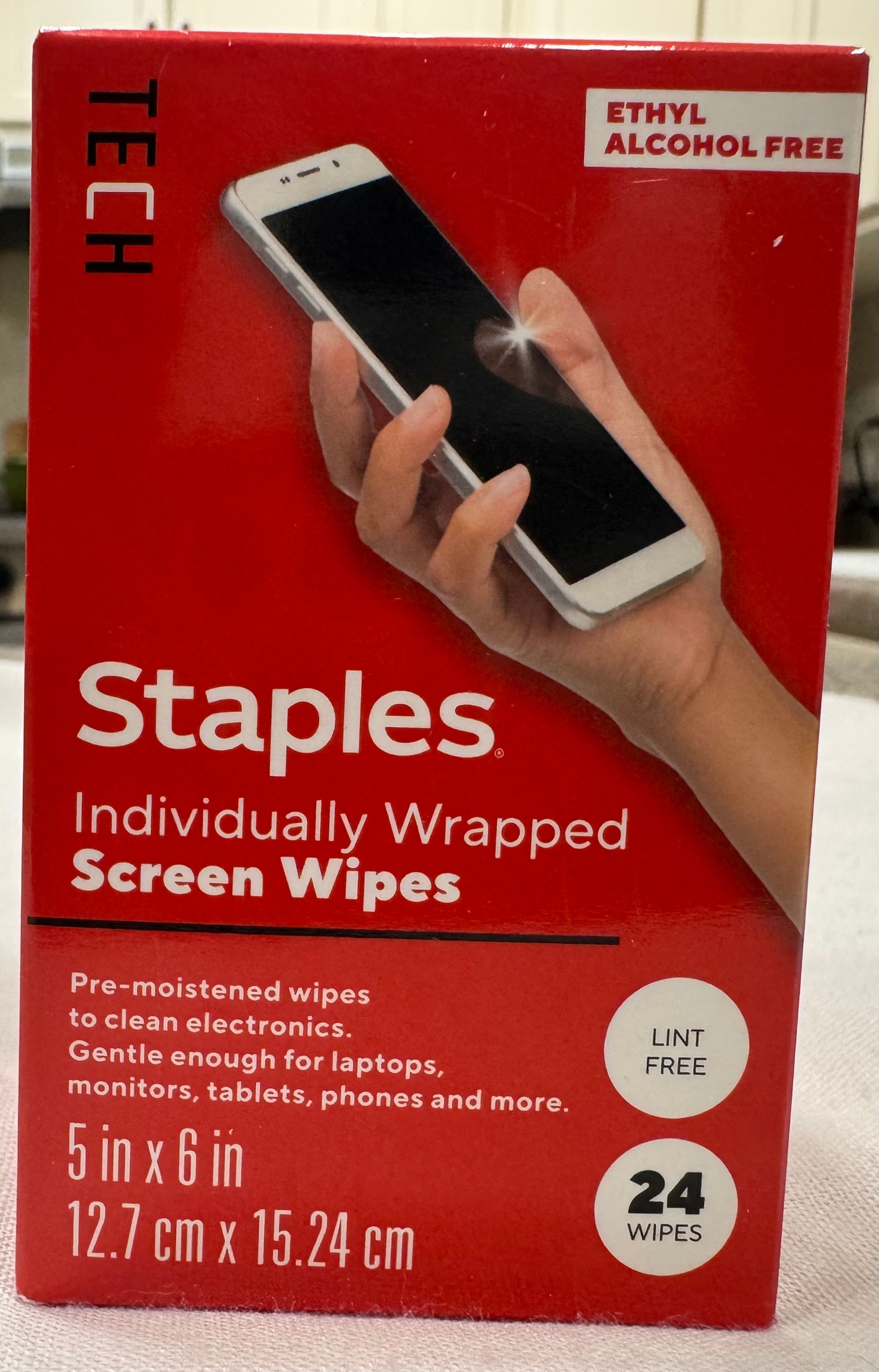 Staples TECH Individually Wrapped Screen Wipes – 24 Count