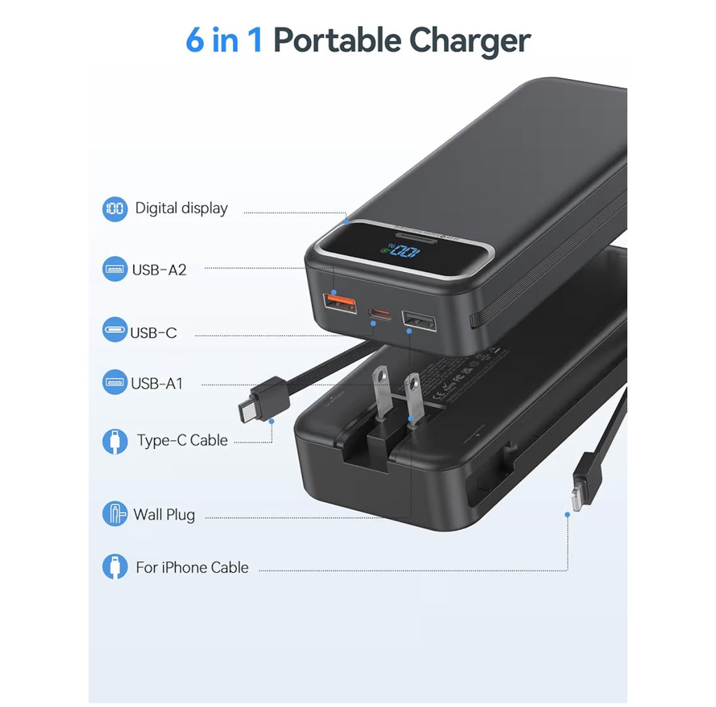 Portable 20,000mah Power Bank (Fast USB-C Charger)