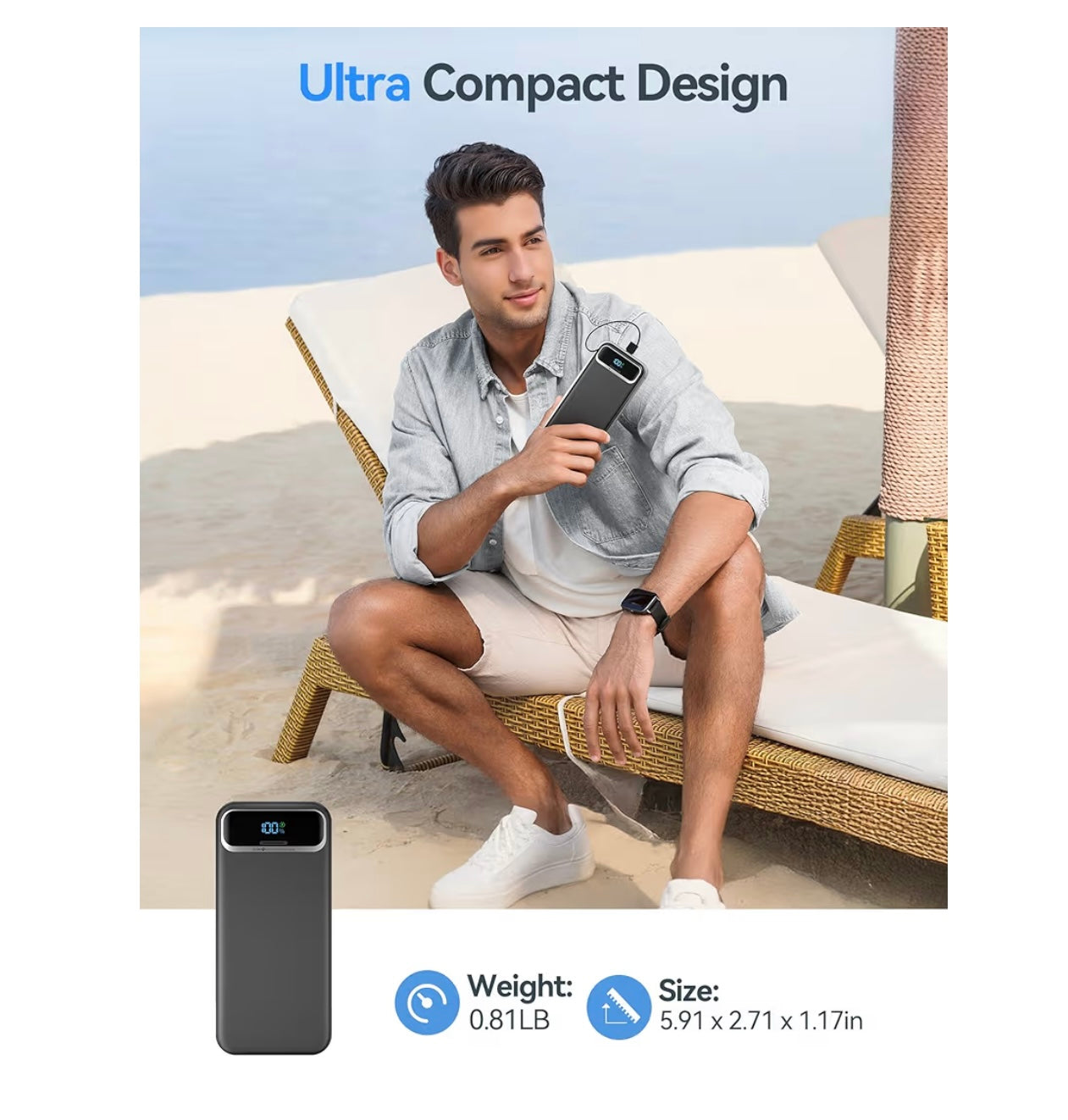 Portable 20,000mah Power Bank (Fast USB-C Charger)