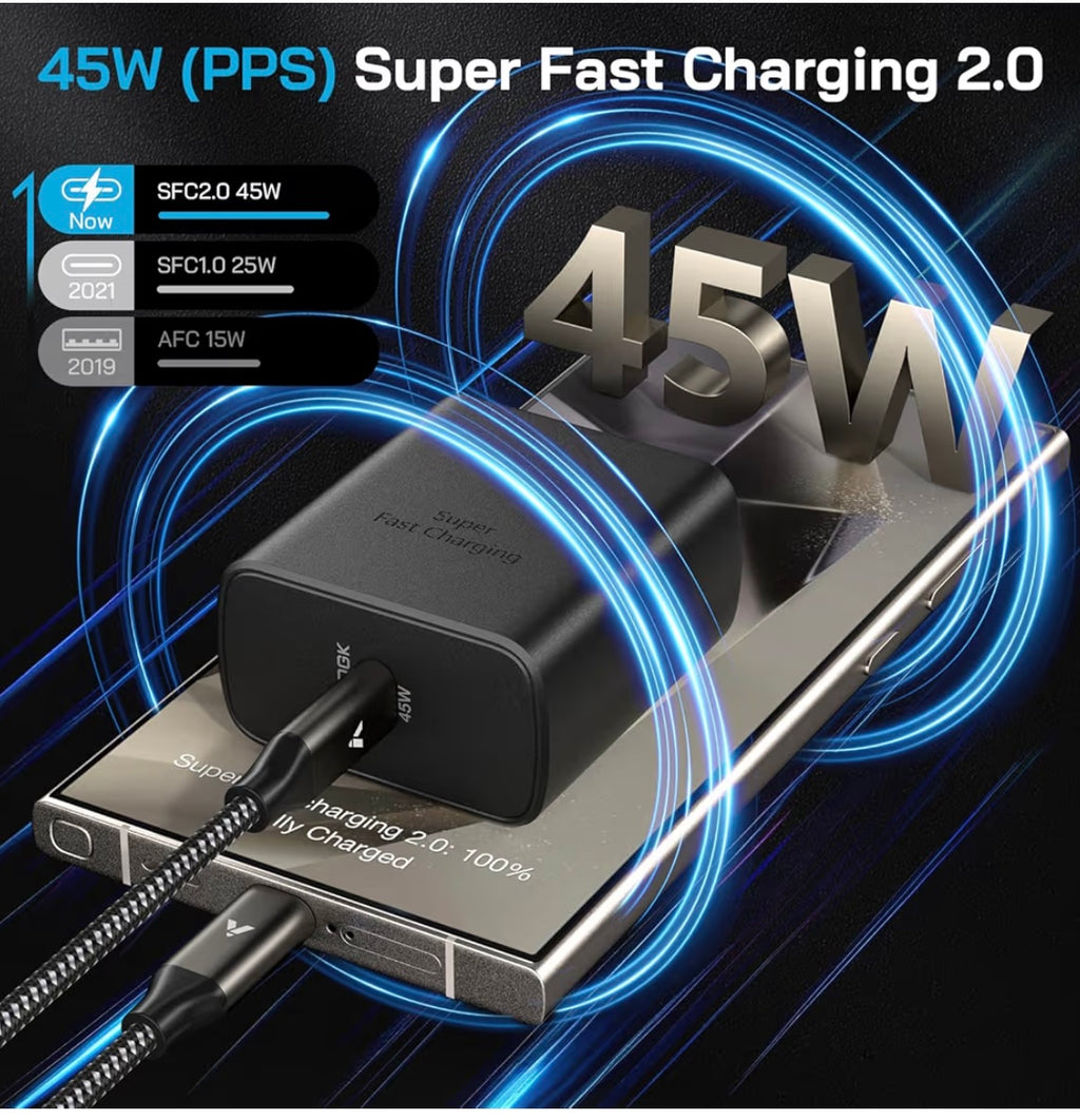 45W USB-C Charger Fast Charger (10FT Cable)
