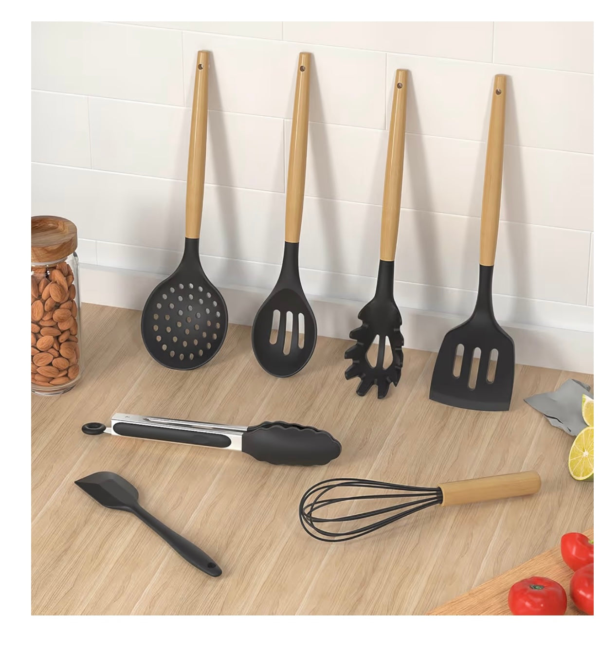Silicone Cooking Utensils Kitchen Set (Heat-Resistant, Gray)