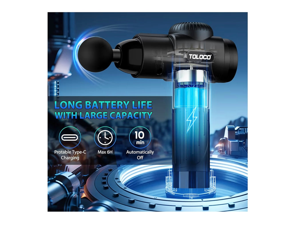 TOLOCO Deep Tissue Massage Gun (10 Heads)