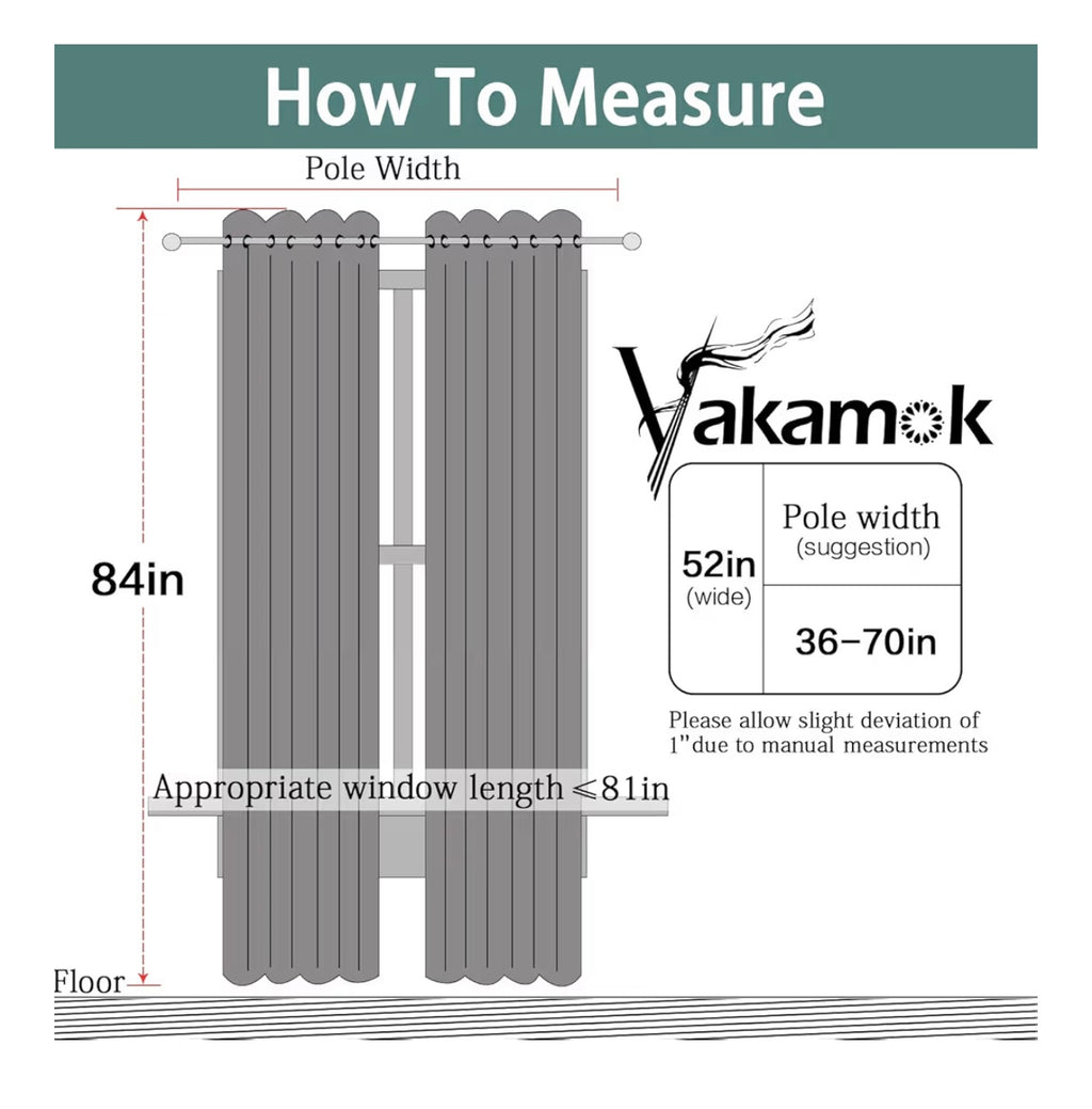 YakamoK 100% Blackout Curtains – 84 Inch (2 Panels)