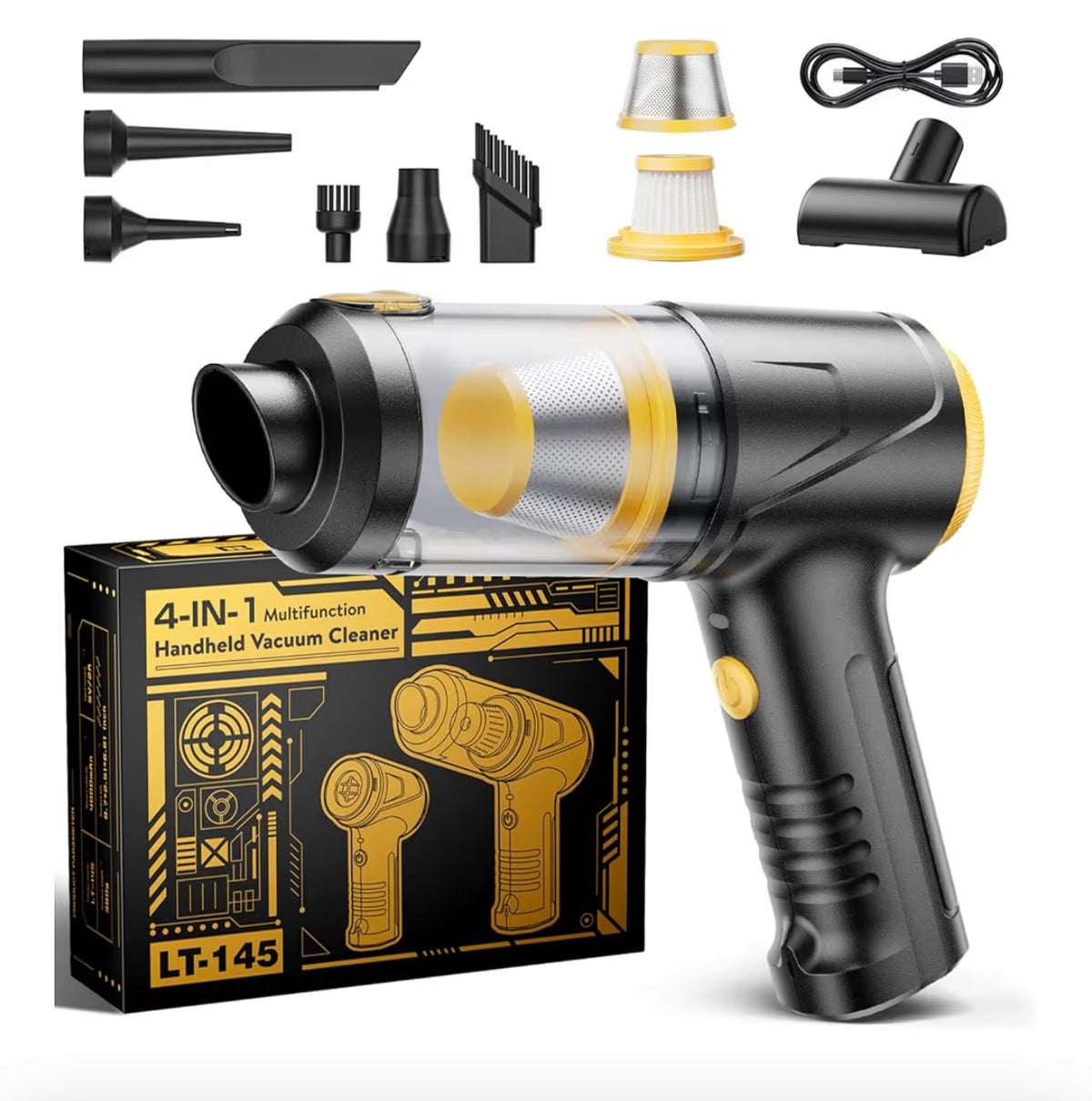 4-in-1 Handheld Cordless Car Vacuum Cleaner