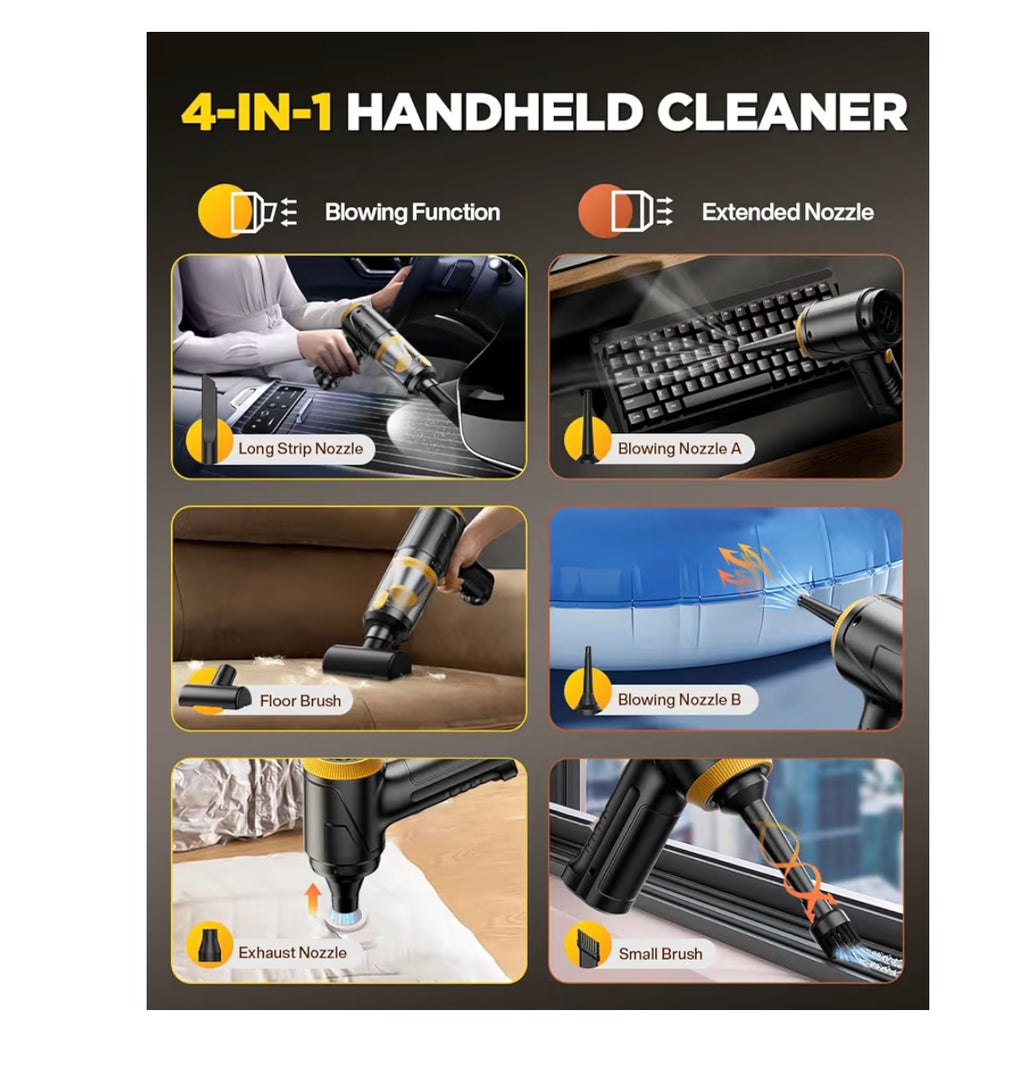 4-in-1 Handheld Cordless Car Vacuum Cleaner