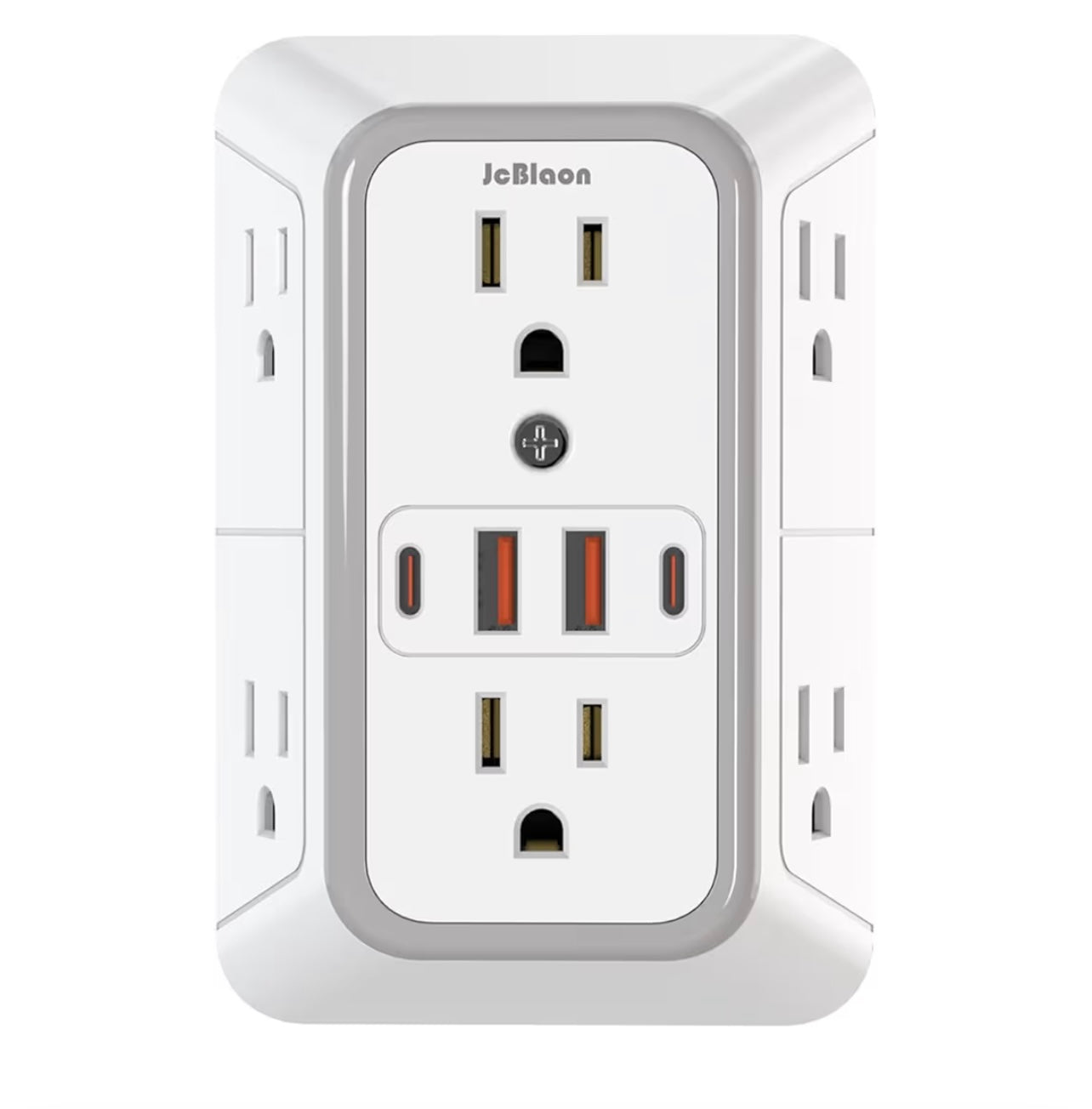 JcBlaon Outlet Extender Surge Protector (6 Outlets + USB Ports)